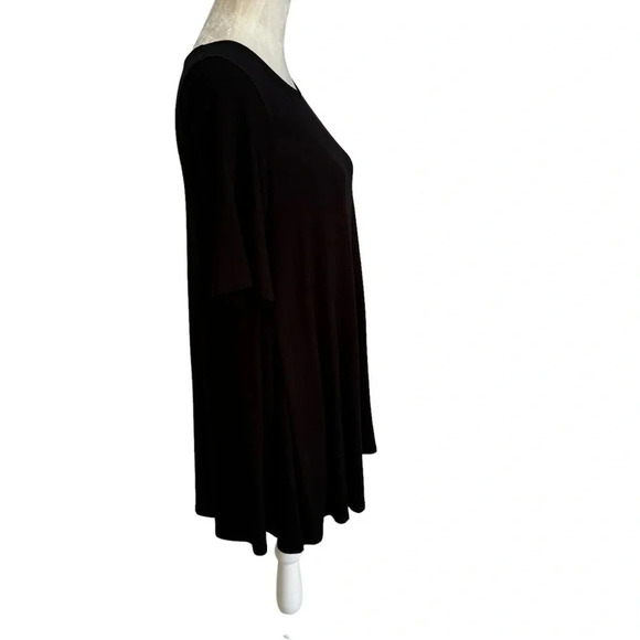 Eileen Fisher Scoop Neck Jersey Knit Elbow Sleeve Tunic Top Black Size M - Picture 5 of 10
